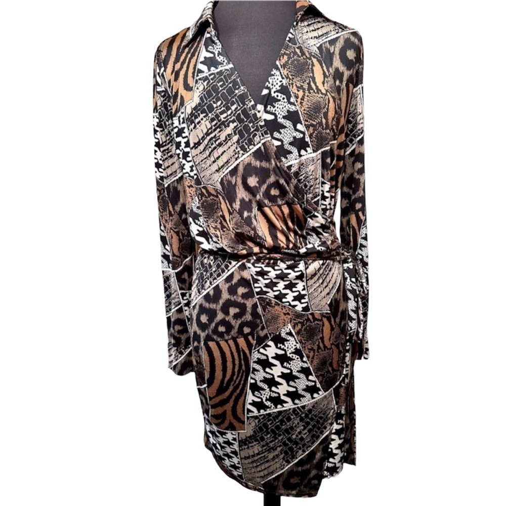 S-12 S-twelve wrap around long sleeve dress size large